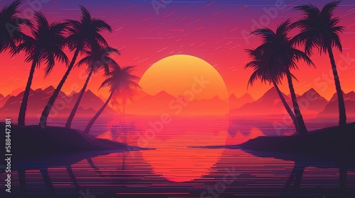 sunset over the sea AI Generated