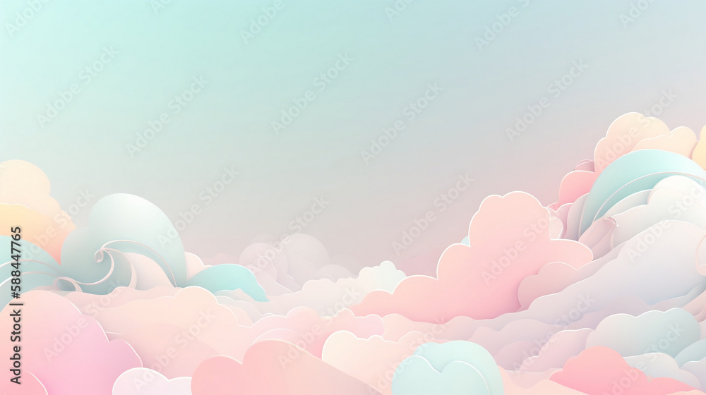 可愛いパステルカラーの雲　Generative AI