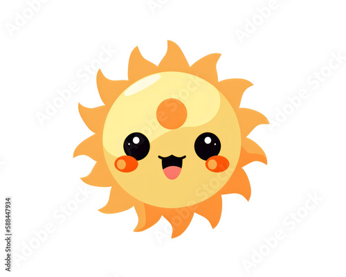 Cute cartoon sun. Isolated on white background. Vector illustration.