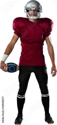 Full length of confident American football player wearing helmet © vectorfusionart