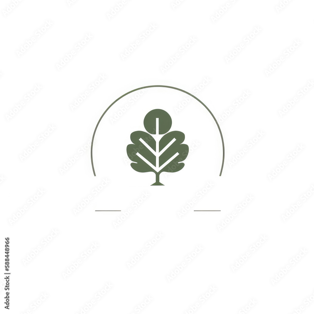 Illustration of a green leaf logo on a white background created with Generative AI technology