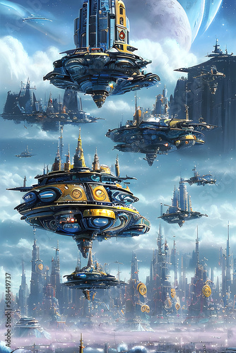 Future city 3D scene. Futur...
