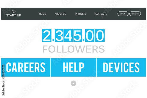 Startup site showing followers