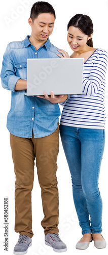 Happy couple using laptop © vectorfusionart