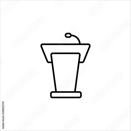 Tribune line icon. Microphone, mic, podium. Mass media concept on white background