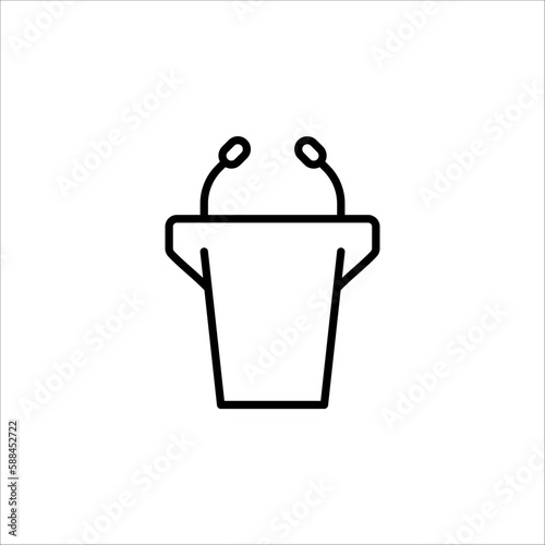 Tribune line icon. Microphone, mic, podium. Mass media concept on white background