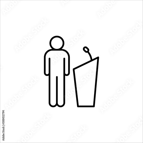 Tribune line icon. Microphone, mic, podium. Mass media concept on white background