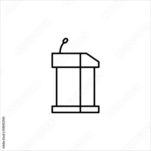 Tribune line icon. Microphone, mic, podium. Mass media concept on white background