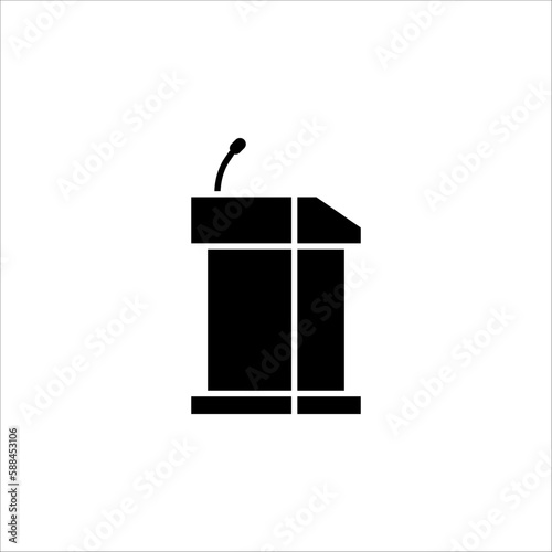 Tribune line icon. Microphone, mic, podium. Mass media concept on white background