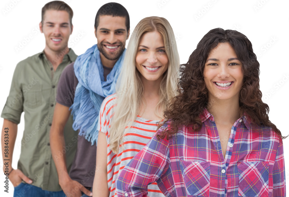 Four fashionable friends looking at camera Four fashionable friends looking at camera