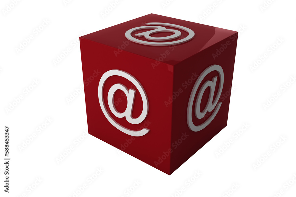 Email at symbol on cube Email at symbol on cube