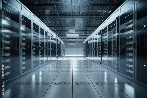 Server room in building. Generative AI. 