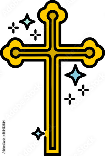 Vector Cross, Caucasian Albanian Cross, Old christian (Albanian Udi) located on the municipality of Nij (Nic) in the Gabala (Qabala) region of Azerbaijan