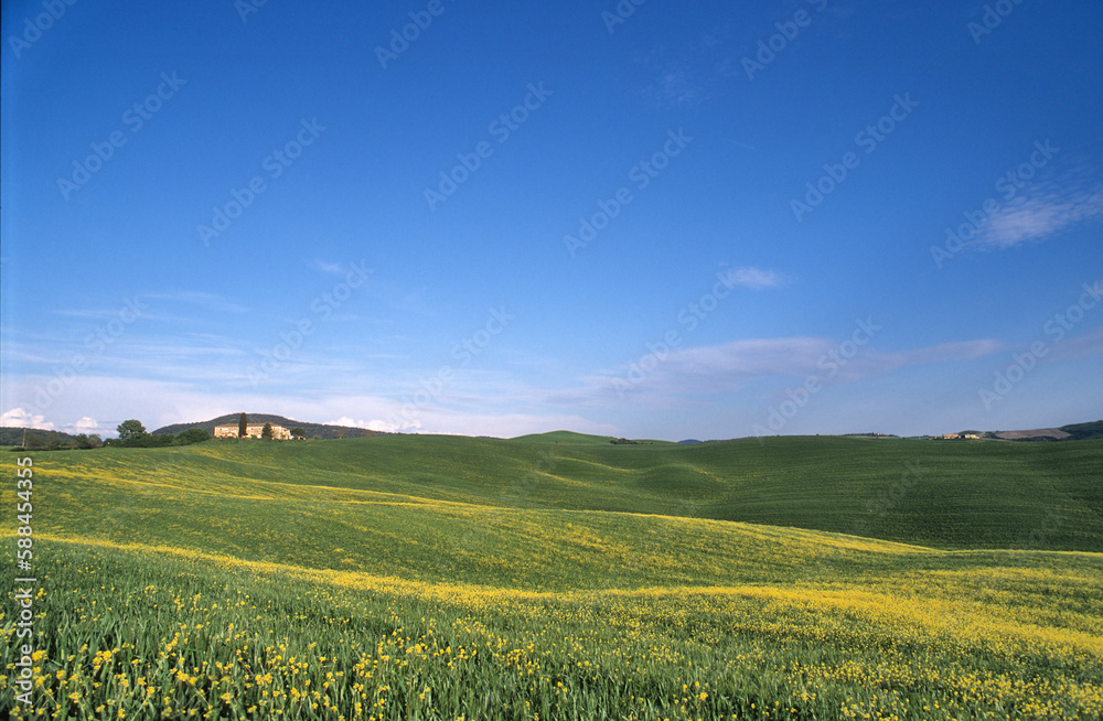 Scenic panorama view of typical Tuscany landscape