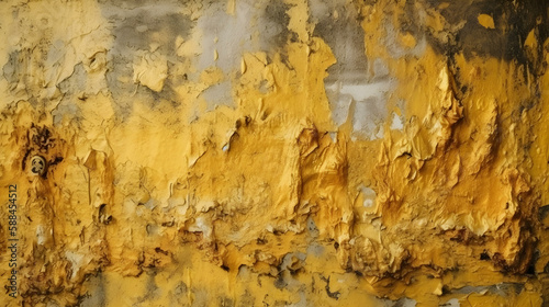 Roughly Plastered Wall Texture Background Painted with Gold