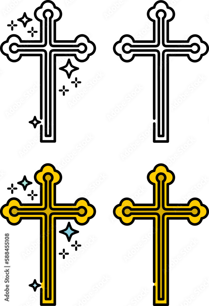 Vector Cross, Caucasian Albanian Cross, Old christian (Albanian Udi) located on the municipality of Nij (Nic) in the Gabala (Qabala) region of Azerbaijan