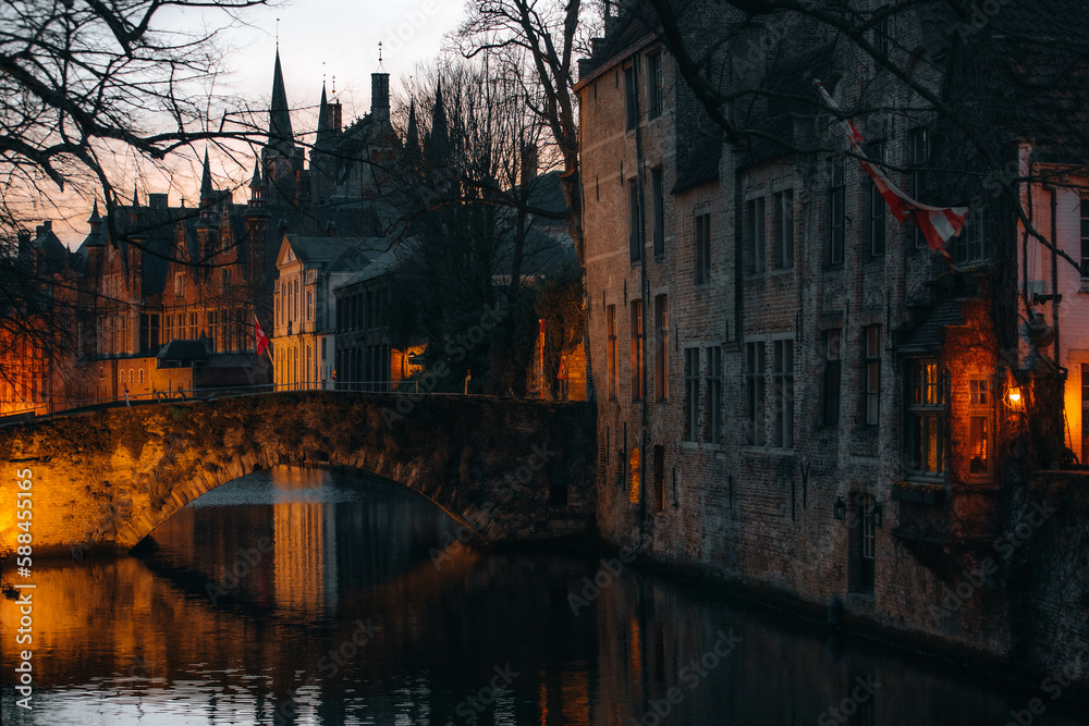 Evening in Bruges,Belgium