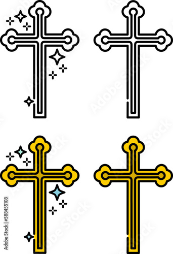 Vector Cross, Caucasian Albanian Cross, Old christian (Albanian Udi) located on the municipality of Nij (Nic) in the Gabala (Qabala) region of Azerbaijan