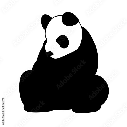Giant panda Bear Silhouette, bamboo charcoal, animals, monochrome