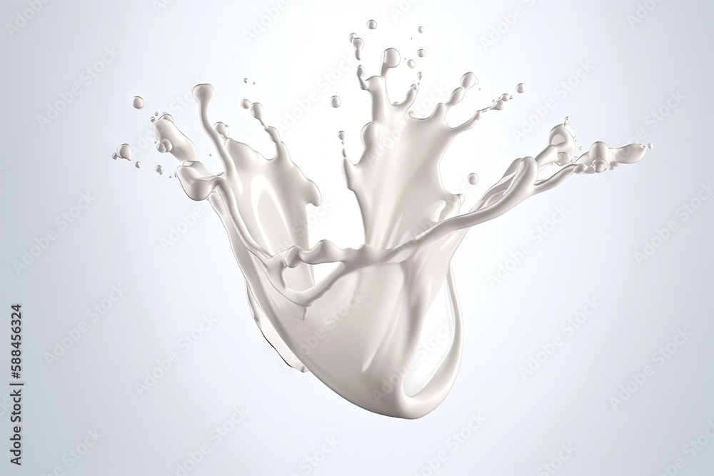 White splash milk on clean background, pouring of cream or yogurt, calcium products, with Generative AI. White splash milk on clean background, pouring of cream or yogurt, calcium products, with Generative AI.