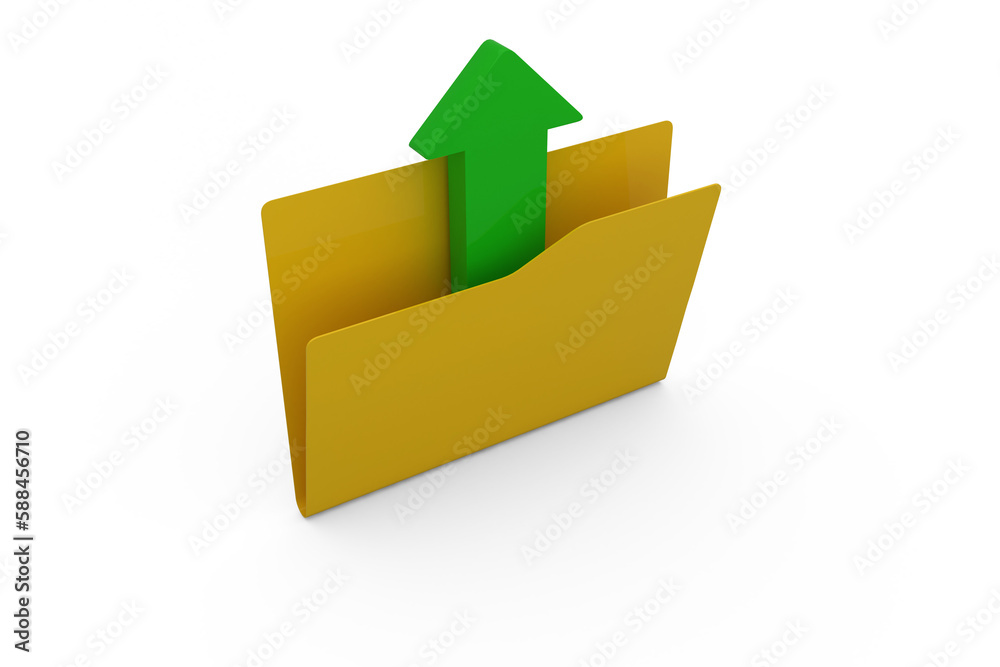 Yellow folder with uploading arrow symbol Yellow folder with uploading arrow symbol