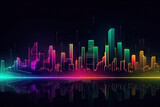 Neon mega city capital towers with futuristic technology background, future modern building virtual reality, night life style concept, digital design, digital technology scene with Generative Ai.