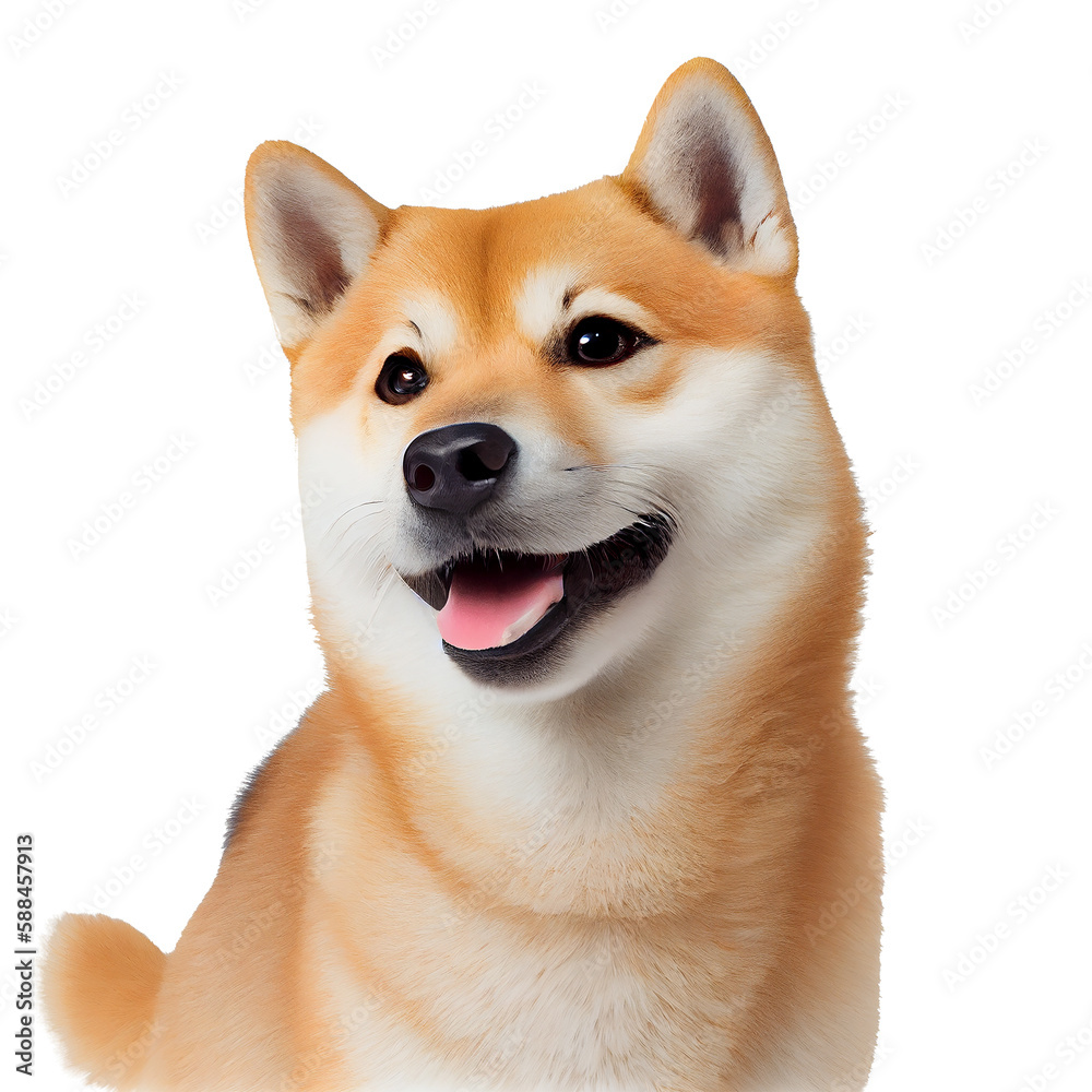 Portrait of a cute and happy dog on a transparent background. generative AI
