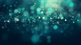 Blue Green Teal Bokeh Lights with Snow Texture for Christmas and Winter Holidays
