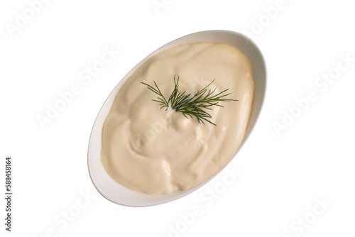 Mayonnaise with dill isolated on white background
