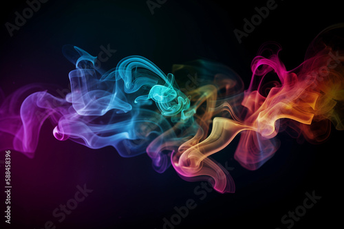 Colorful Vape Smoke. Dark Background. Multicolor Smoke. Creative AI Wallpaper. Created by generative AI