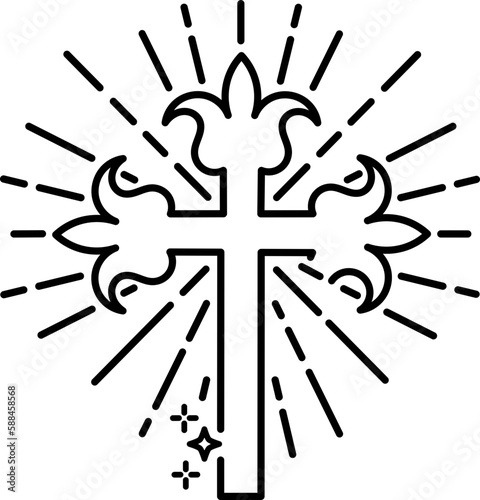 Vector Cross, Caucasian Albanian Cross, Old christian (Albanian Udi) located on the municipality of Nij (Nic) in the Gabala (Qabala) region of Azerbaijan
