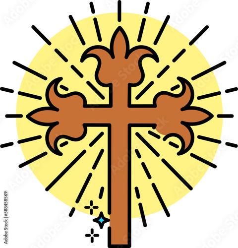 Vector Cross, Caucasian Albanian Cross, Old christian (Albanian Udi) located on the municipality of Nij (Nic) in the Gabala (Qabala) region of Azerbaijan