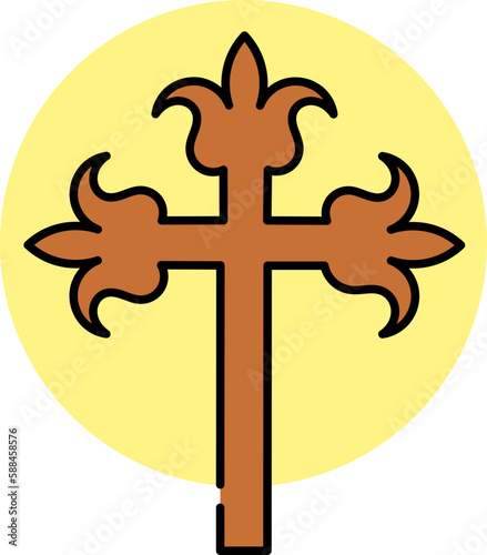 Vector Cross, Caucasian Albanian Cross, Old christian (Albanian Udi) located on the municipality of Nij (Nic) in the Gabala (Qabala) region of Azerbaijan