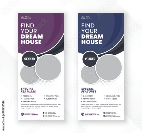 Real estate agency dream house roll up banner or pull up standee banner design template
