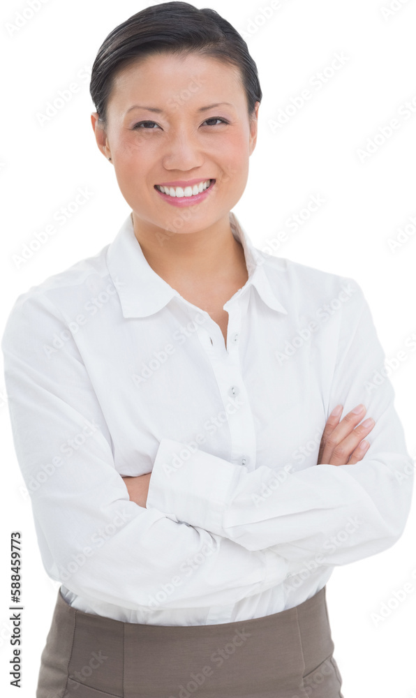 Portrait of beautiful businesswoman with arms crossed on white background Portrait of beautiful businesswoman with arms crossed on white background