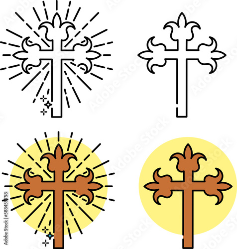 Vector Cross, Caucasian Albanian Cross, Old christian (Albanian Udi) located on the municipality of Nij (Nic) in the Gabala (Qabala) region of Azerbaijan