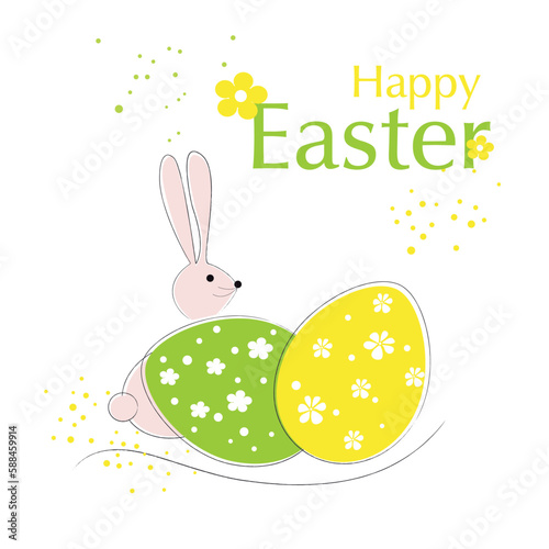 Easter decoration with easter eggs and easter bunny