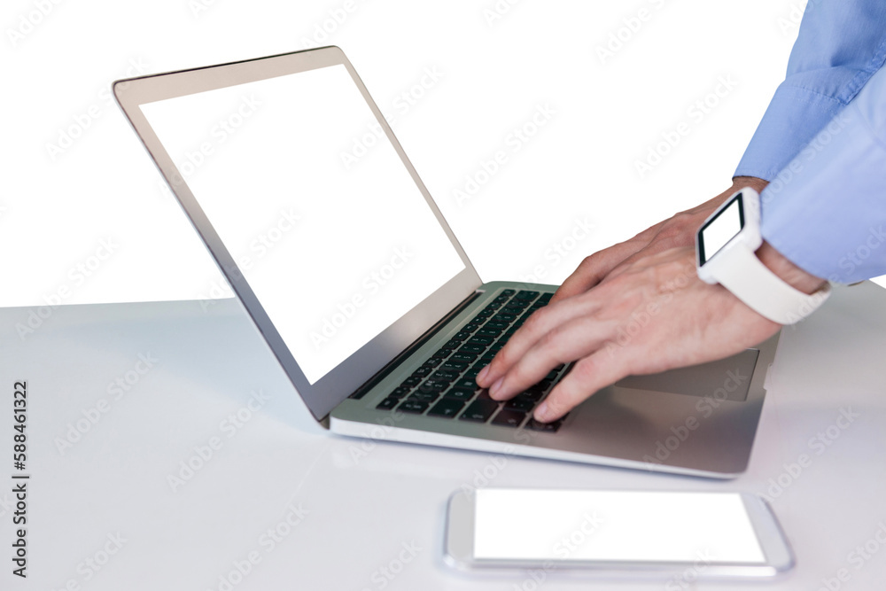 Cropped hands of businessman using laptop Cropped hands of businessman using laptop