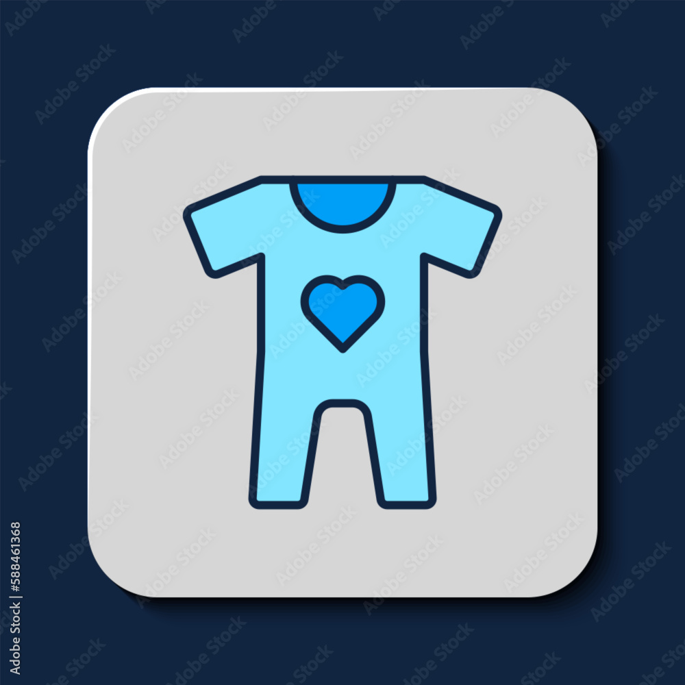 Filled outline Baby clothes icon isolated on blue background. Baby clothing for baby girl and boy. Baby bodysuit. Vector Filled outline Baby clothes icon isolated on blue background. Baby clothing for baby girl and boy. Baby bodysuit. Vector
