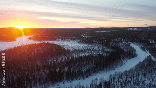 Sunset lapland drone