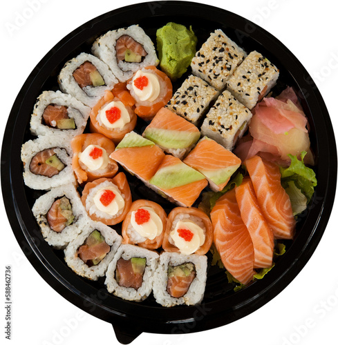 High angle view of japanese food in plate