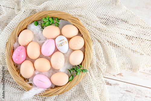 easter eggs in a basket