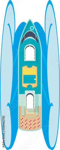 Cruise liner icon isometric vector. Large white passenger ship under ocean wave. Luxury cruise ship, water transport, top view