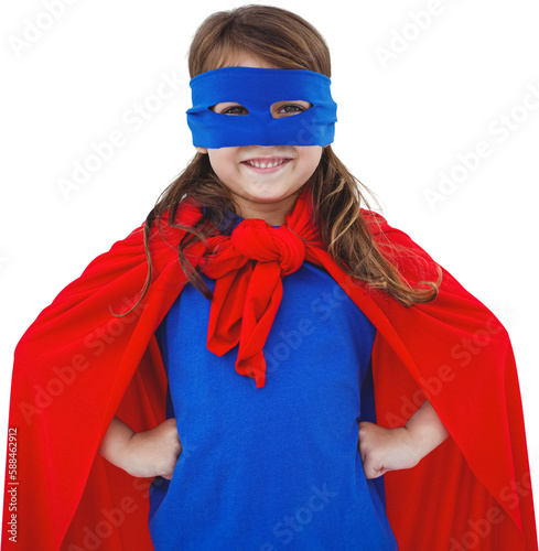 Masked girl pretending to be superhero