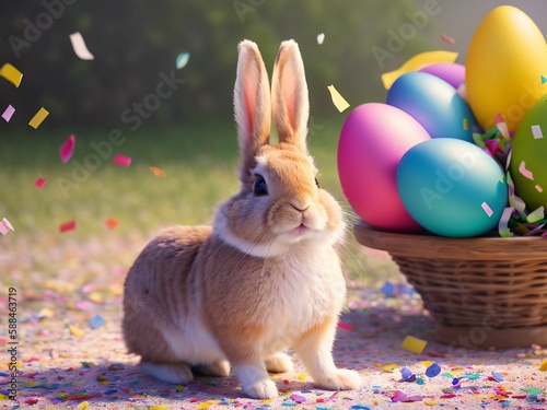 easter bunny with eastereggs photo