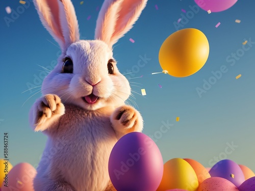 easter bunny with eastereggs