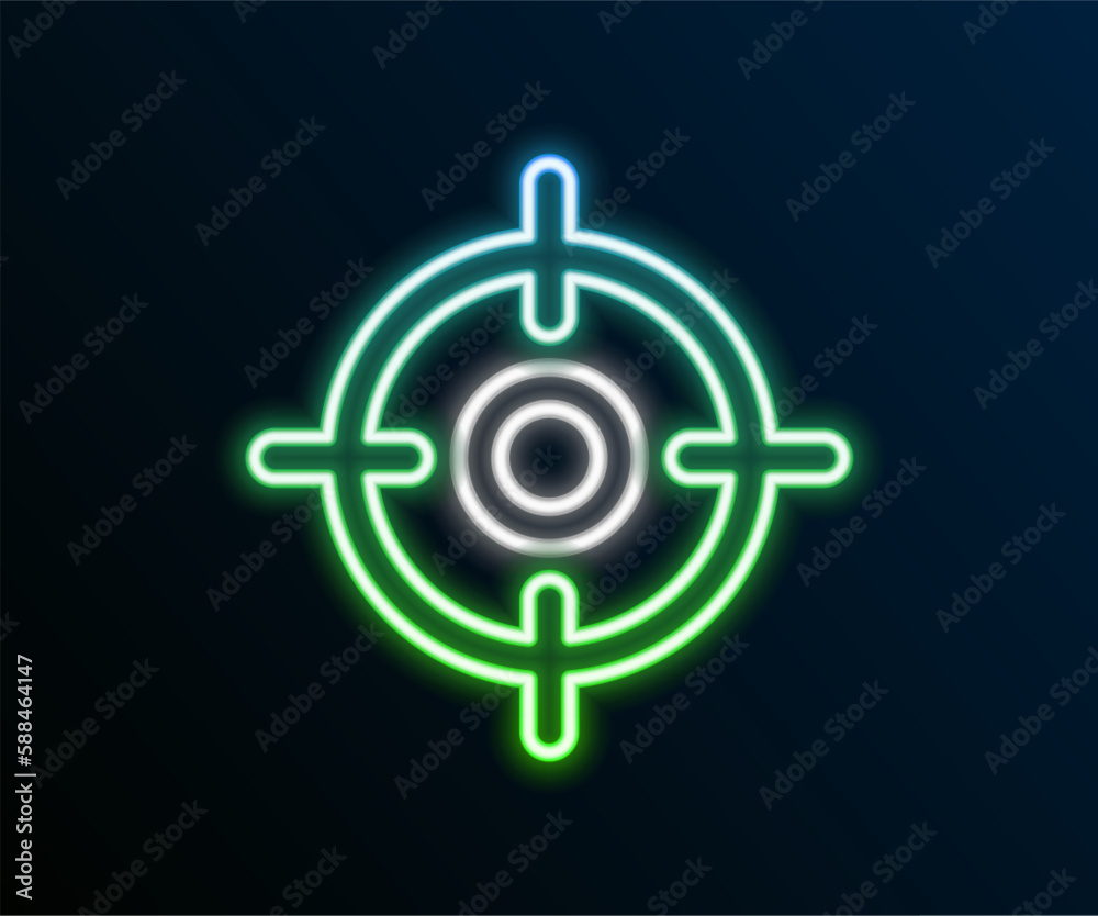 Glowing neon line Target sport icon isolated on black background. Clean target with numbers for shooting range or shooting. Colorful outline concept. Vector Glowing neon line Target sport icon isolated on black background. Clean target with numbers for shooting range or shooting. Colorful outline concept. Vector