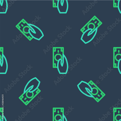 Line Fast payments icon isolated seamless pattern on blue background. Fast money transfer payment. Financial services, fast loan, time is money, cash back concept. Vector