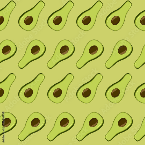 Seamless pattern with avocado. Healthy vegan food.