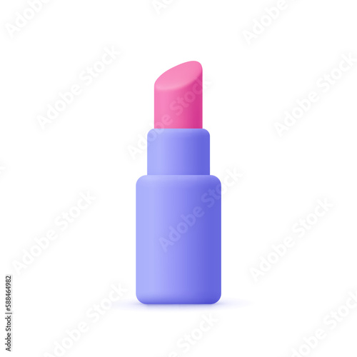 Lipstick. Makeup cosmetic concept. 3d vector icon. Cartoon minimal style.
